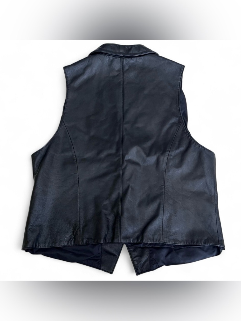 VTG 80’s 90’s Black Leather DNK Moto Vest- Size XL - Picture 2 of 7